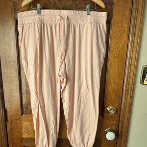 AnyBody Peach Cropped Joggers w/Hidden Elastic & Drawstring Waist Size 1X